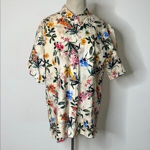 Yiume Floral Radiance Button Up Cotton Floral Short Sleeve Shirt